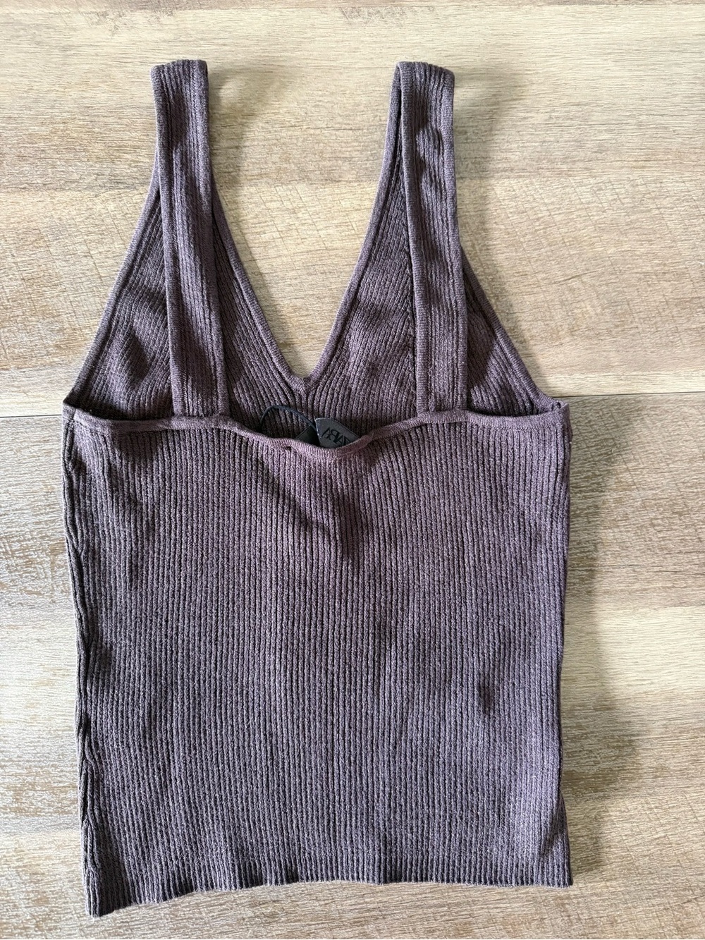 NWT Size M Zara Ribbed V-Neck Tank in Brown - Picture 2 of 4